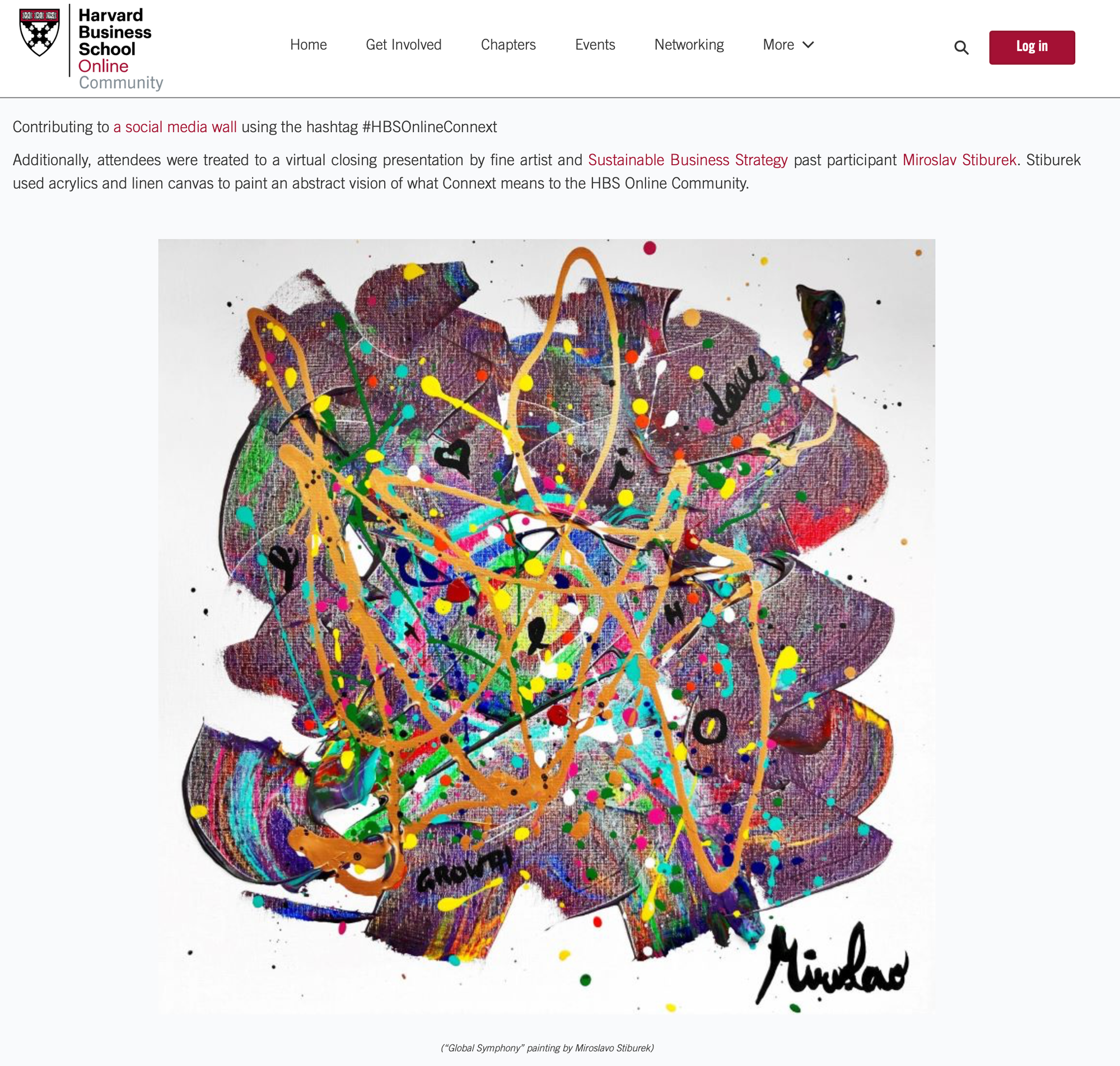Global Symphony painting by Miroslavo for Harvard Business School Online Connext conference