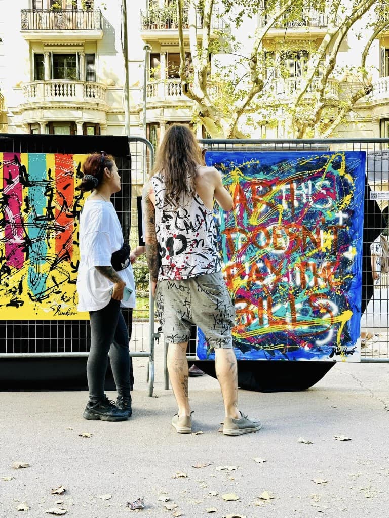 Miroslavo at a street exhibition in Barcelona