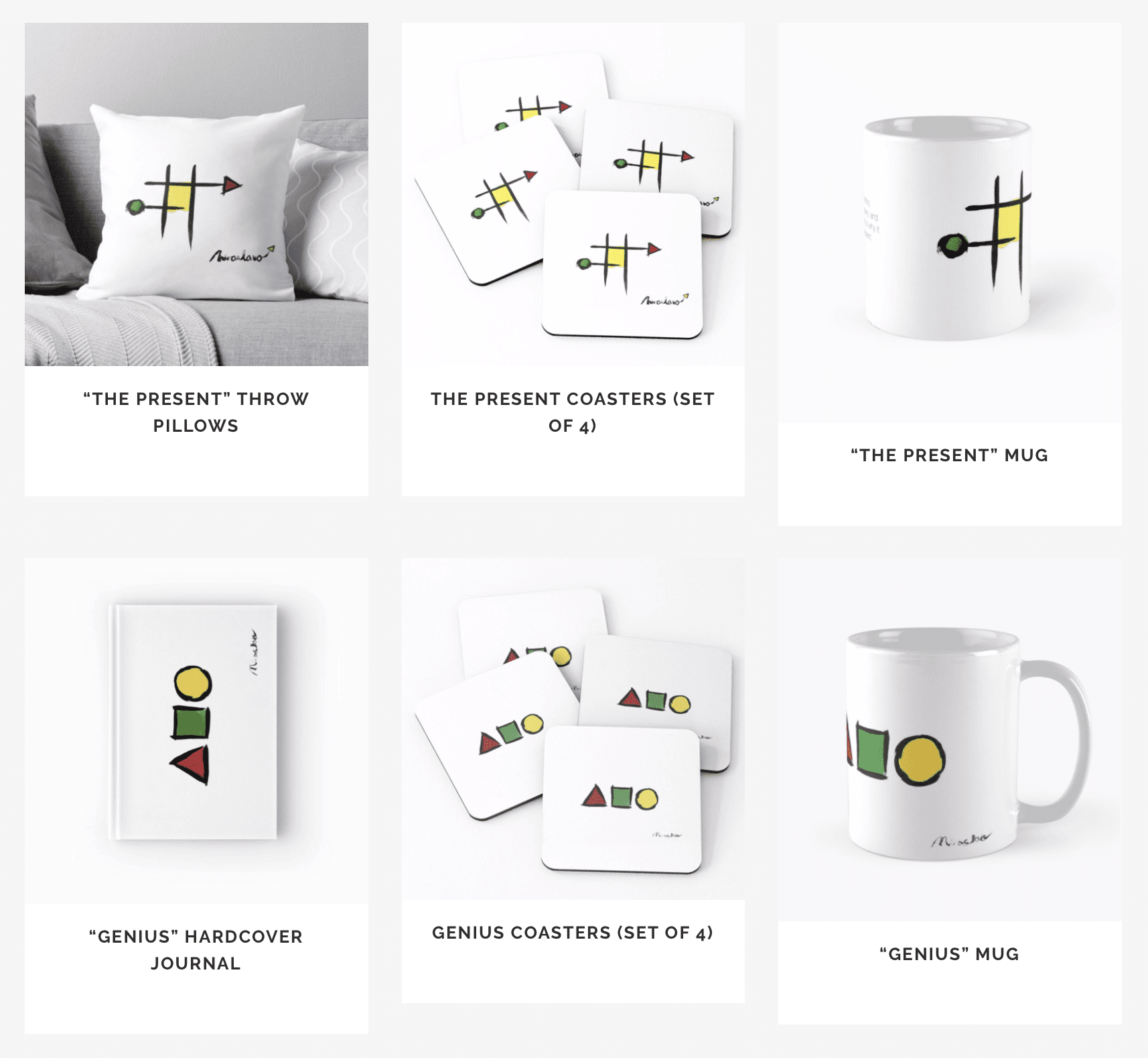 Accesorios con mis ilustraciones impresas en ellos disponibles para la compra