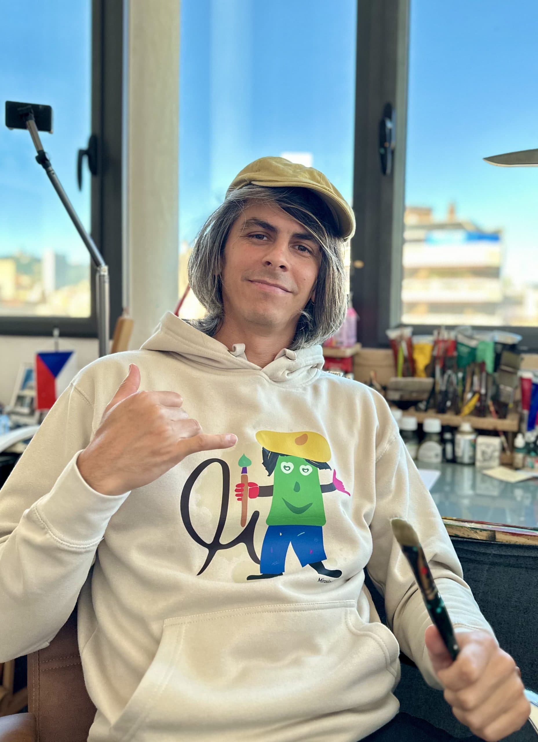 Artist Rebel hoodie mascot design by Miroslavo