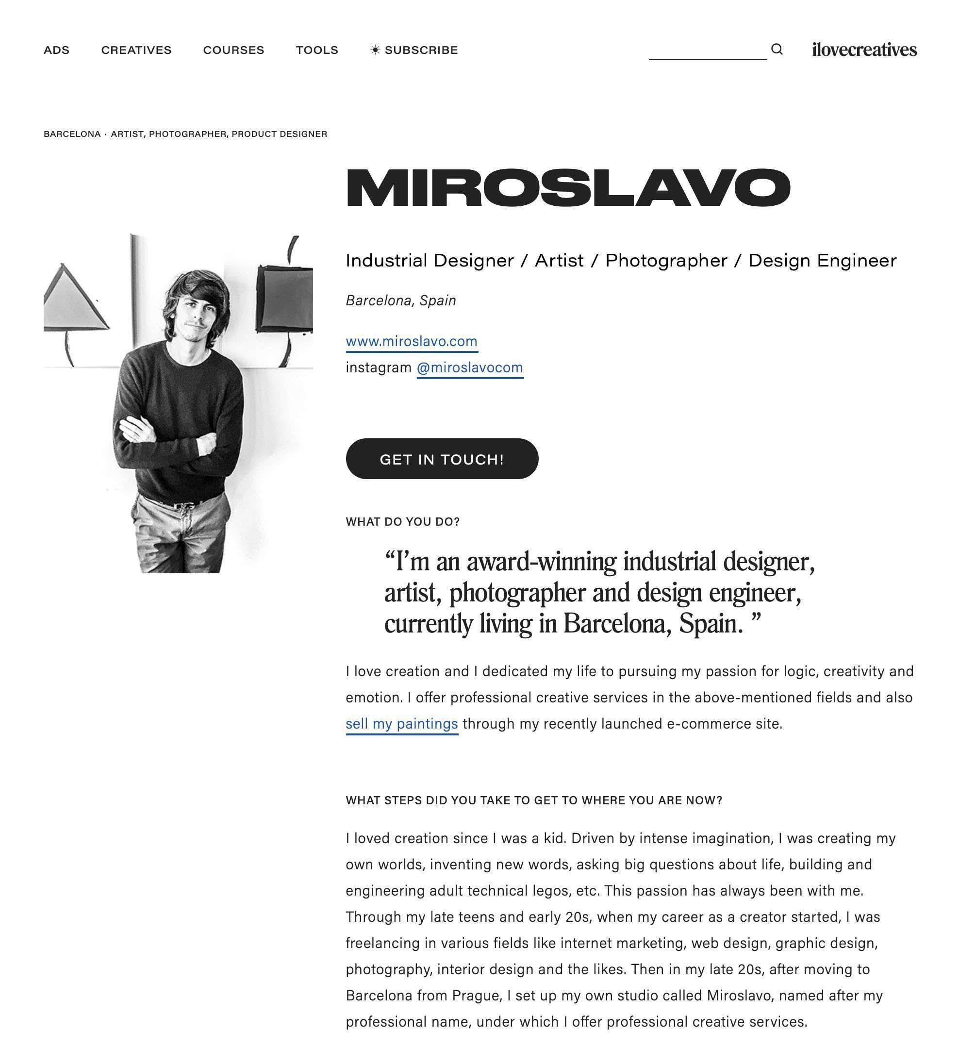 Miroslavo in Media: Miroslavo for iLoveCreatives