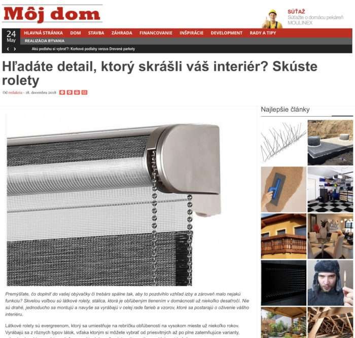 Miroslavo in Media: Article in magazine MojDom