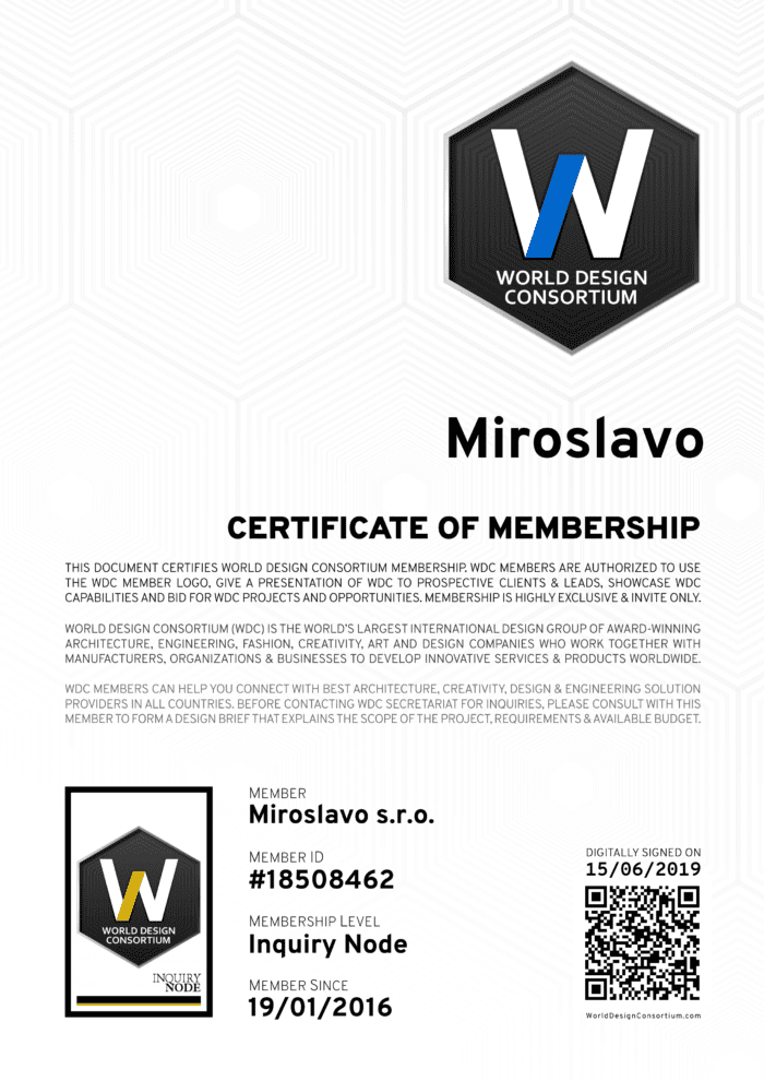 Certificate of Membershop at World Design Consortium