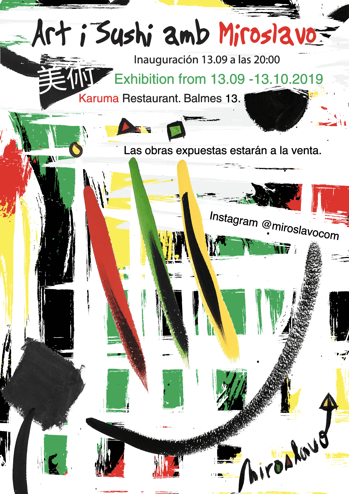 Art i Sushi amb Miroslavo Exhibition, Barcelona