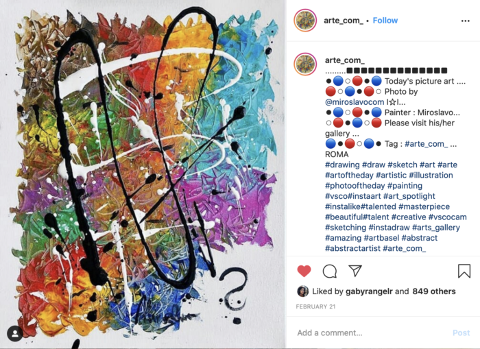 Feature in an instagram art gallery