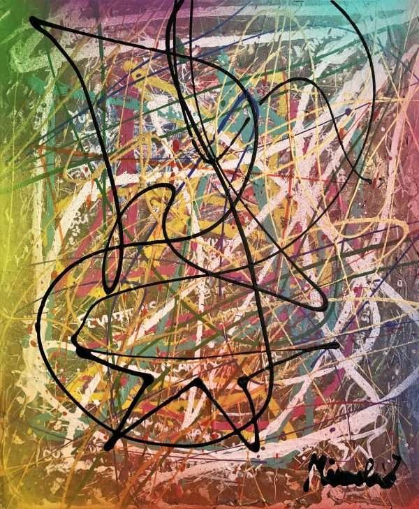 Foundation Abstract Painting by Miroslavo inspired by the USA. For sale.