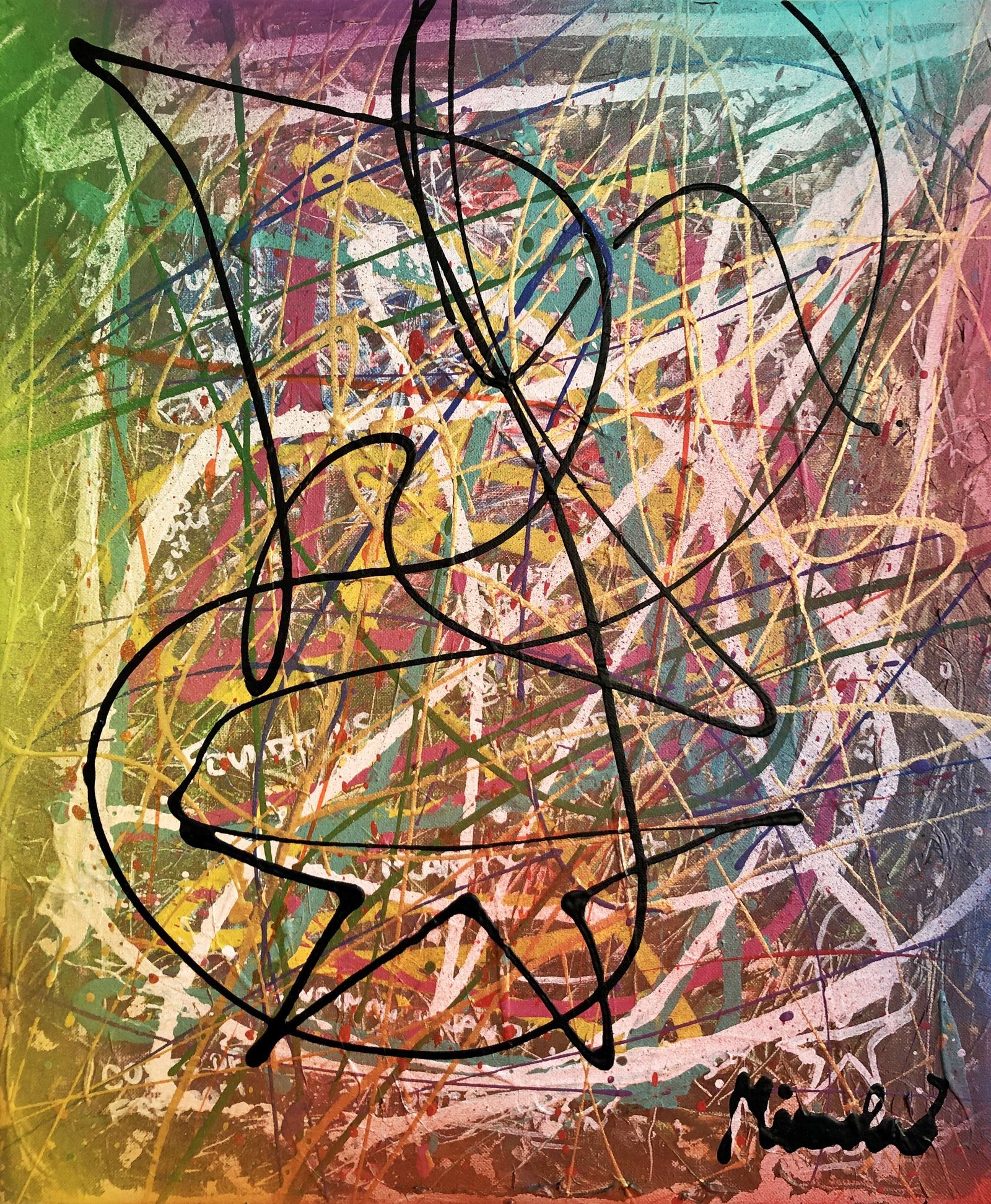 Foundation Abstract Painting by Miroslavo inspired by the USA. For sale.