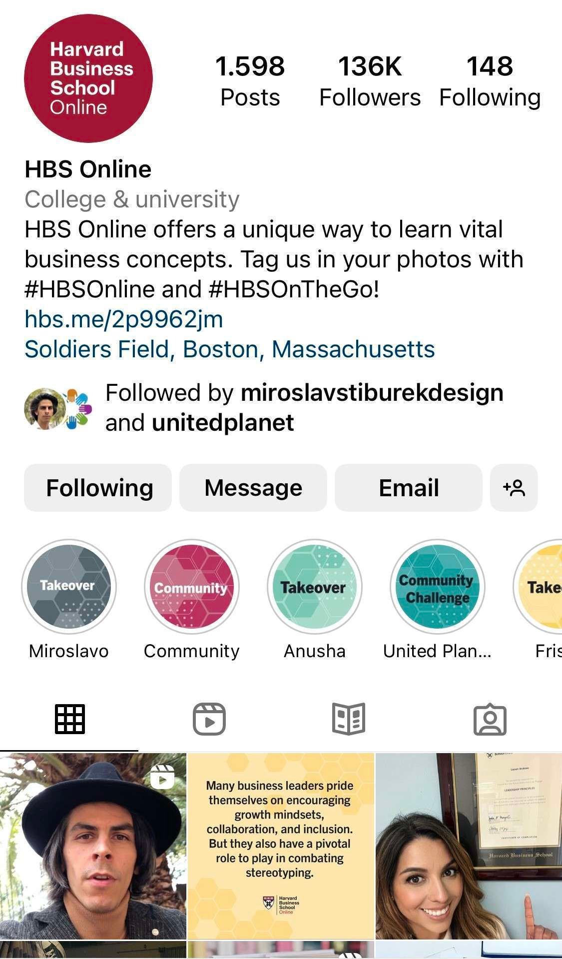 Instagram Takeover of Harvard Business School Online