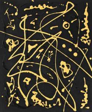 Doodle it! Abstract black and gold painting by Miroslavo.