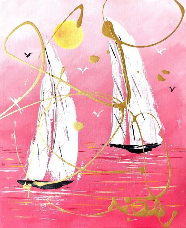 Sailing in the Sun - Abstract Sail Boat Painting