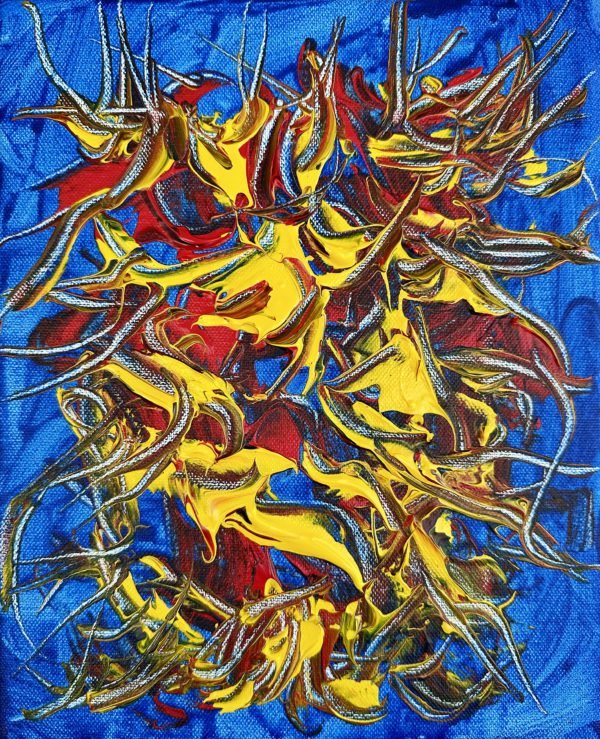 Firestarter Abstract Painting Red, Yellow and Blue Colours